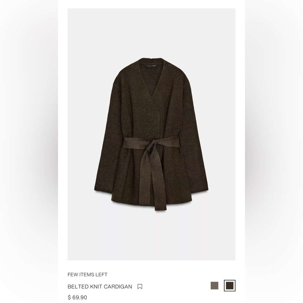 Zara current season belted cardigan